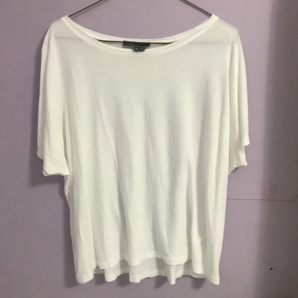 Vince Tops - Vince Basic White Swing Tee Scoop Boat Neck
